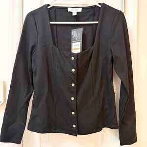 Nine West Black Button-Up Blazer